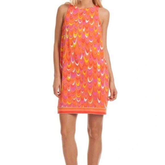 Trina Turk Womens Macee Cut Out Back Sheath Orange Sleeveless Retro Dress 12 - Picture 1 of 7